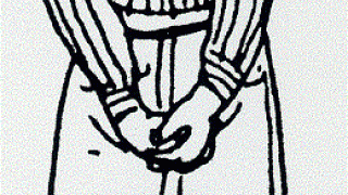 Σχέδιο του Τάκη Σιδέρη για την αρχική και παράνομη έκδοση των «Ρεμπέτικων τραγουδιών» (1968) που παρουσιάζει έναν μάγκα που χορεύει ζεϊμπέκικο, κρατώντας τα αχαμνά του. (απ’ τα «Ρεμπέτικα Τραγούδια» του Ηλία Πετρόπουλου) (από sstteffannoss, 08/06/11)